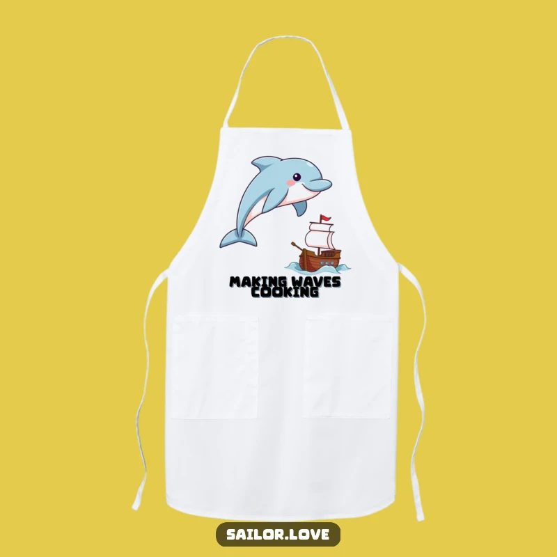 Funny Dolphin Sailor Apron: Joyful Chef Navigator for Kitchen Fun