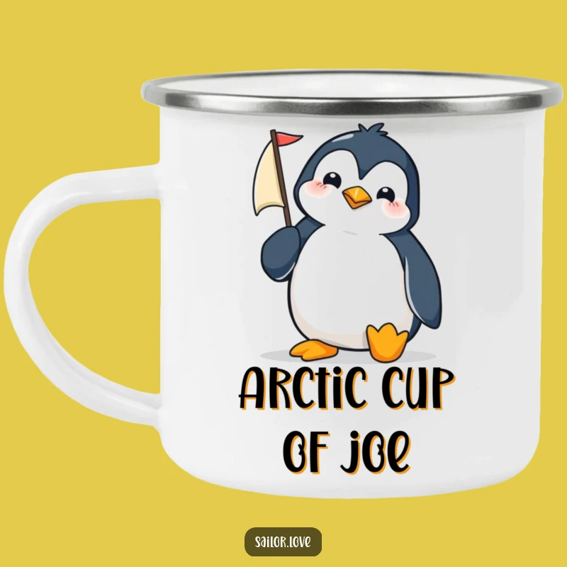 Funny Penguin Sailor Camping Mug: Durable Determined Navigator Enamel Cup