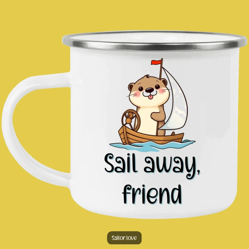 Funny Otter Sailboat Camping Mug: Durable Mug with Cheerful Otter & Sailboat, Perfect Outdoorsy Funny Gift