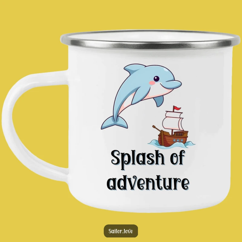 Funny Dolphin Sailor Camping Mug: Durable Joyful Leaper Enamel Cup