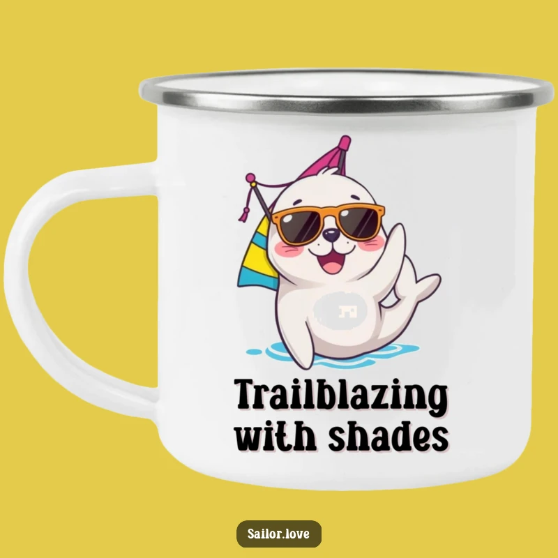 Funny Seal Camping Mug: Durable Nautical Drinkware with a Joyful Sailor, Gift