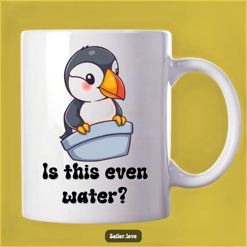 Funny Puffin Explorer Mug: A Curious Bird Navigating Seas, Perfect Nautical Gift