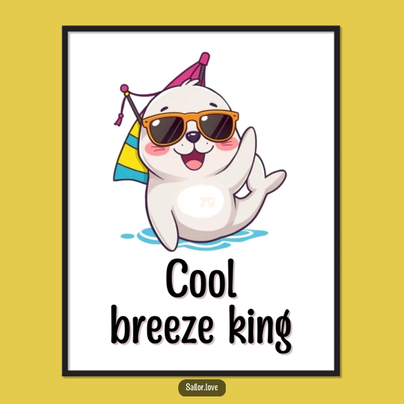 Funny Seal Digital Print: Joyful Sailor with Sunglasses, Cool Nautical Art, Instant Gift