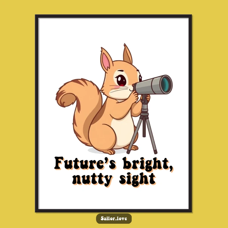 Funny Squirrel Explorer Digital Art: Horizon Decor, Instant Funny Gift Download