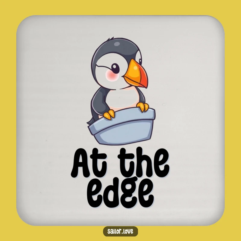 Funny Puffin Coaster Set: Protect Surfaces with Curious Nautical Bird Art