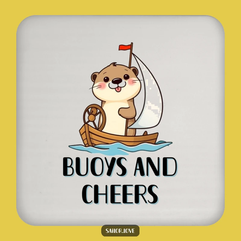 Funny Otter Sailboat Coasters: Protect Surfaces with Cheerful Otter & Sailboat, Cute Funny Gift