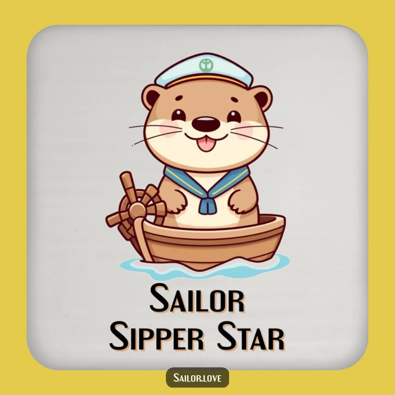 Funny Cheerful Otter Coaster - Sailor Boat Protection, Fun Housewarming Gift!