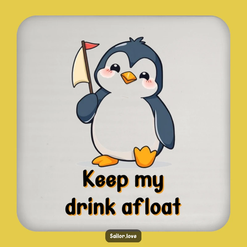Funny Penguin Sailor Coaster Set: Determined Navigator Protects Your Surfaces