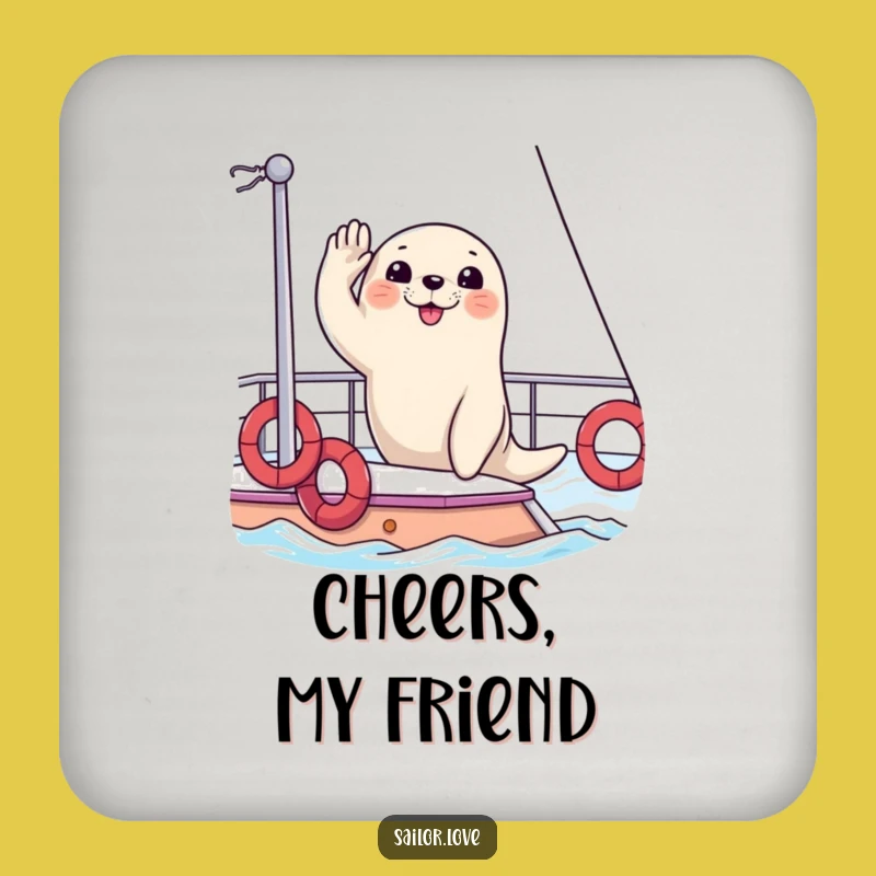Funny Seal Yacht Coasters: Protect Surfaces with Saluting Seal & Yacht, Cute Funny Gift