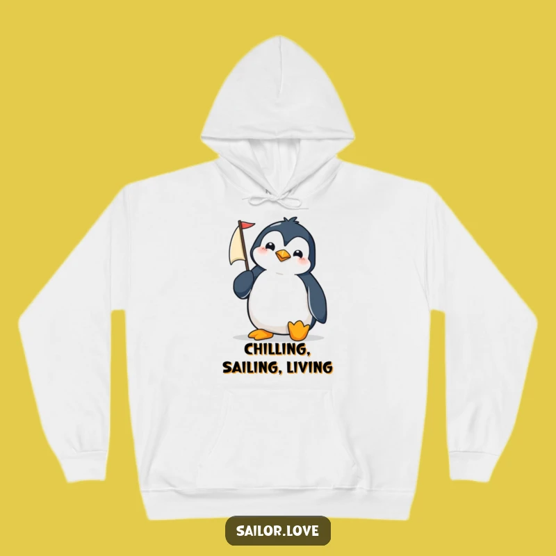 Funny Penguin Sailor Hoodie: Cozy Determined Navigator Sweatshirt Gift