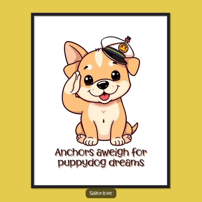Free Printable Wall Art: Playful Puppy Sailor Art, Funny Downloadable