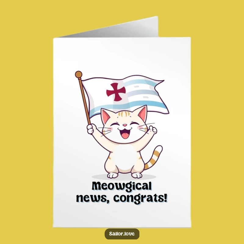 Free Printable Congrats Card: Cat Hoists Success Flag, Funny Downloadable