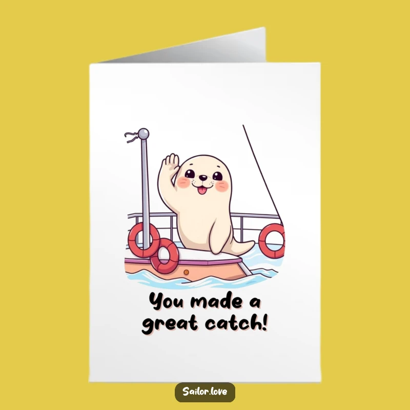 Free Printable Congrats Card: Seal's Yacht Honor, Elegant Downloadable Gift