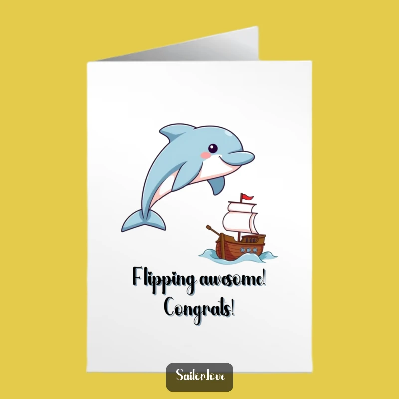 Free Printable Dolphin Congrats Card: Happy Ocean Success Gift