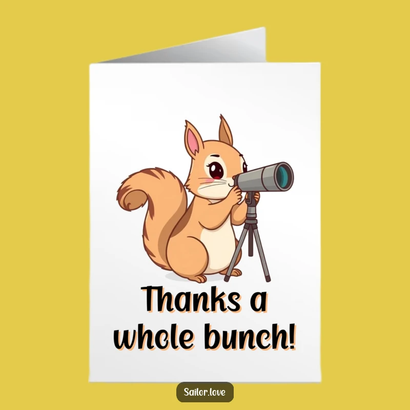 Free Printable Thank You Card: Squirrel's Grateful Gaze, Funny Downloadable