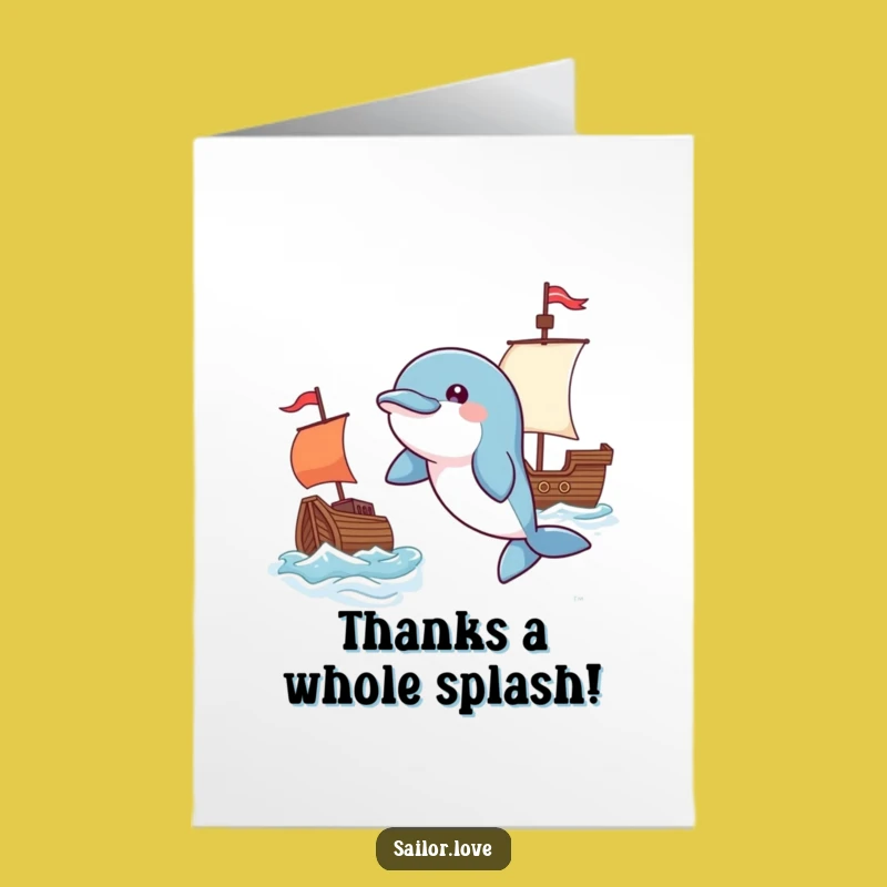 Free Printable Thank You Card: Playful Dolphin Flag Funny Downloadable Gift