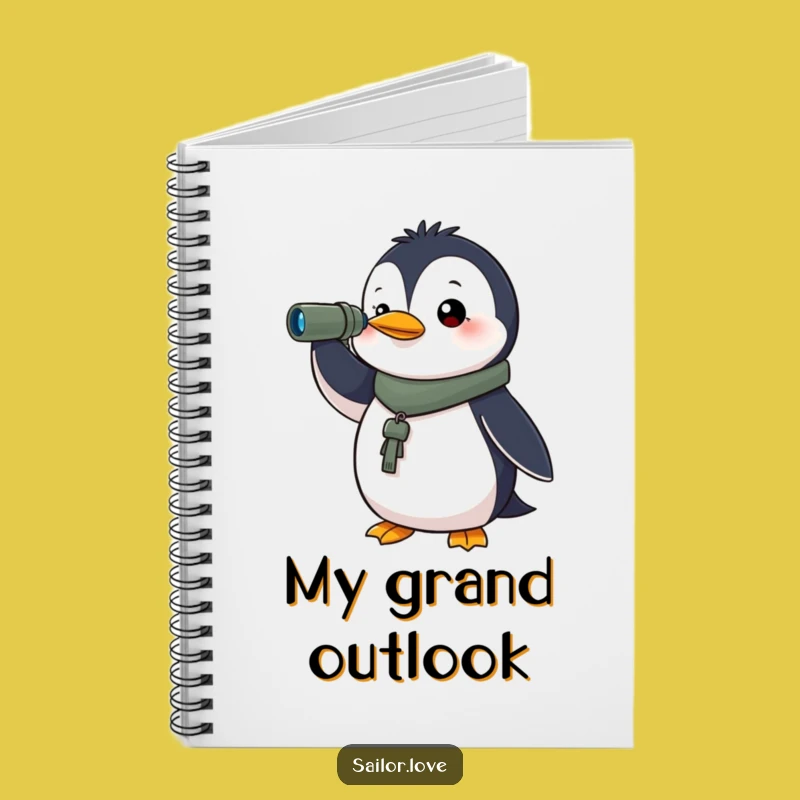 Funny Determined Penguin Notebook - Spyglass Horizon Journal, Great Writer's Gift!